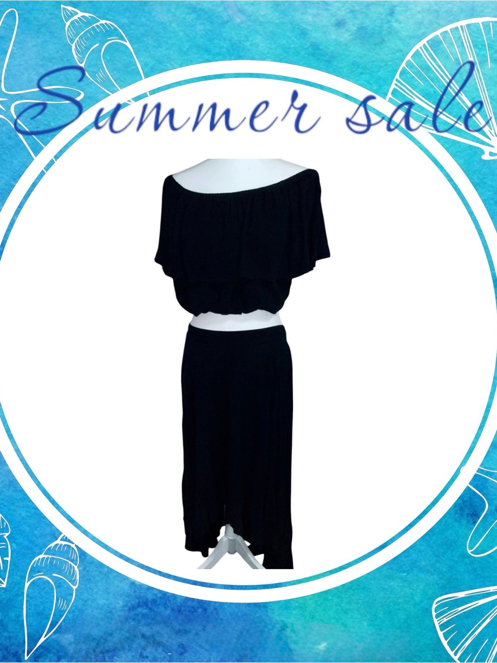 Torrid Black Ruffled Two-Piece Maxi Skirt Set